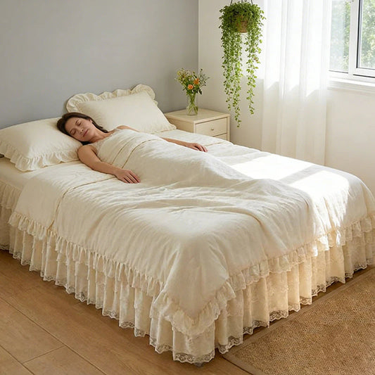 🌸 Čipkasta posteljna krila v kompletu 3 kosov – tvoja spalnica takoj postane romantičen raj miru in elegance! ✨🛏️