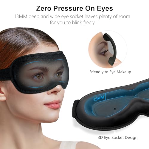 3D ergonomska maska za spanje z 100% zatemnijo – brez pritiska na oči in ušesa