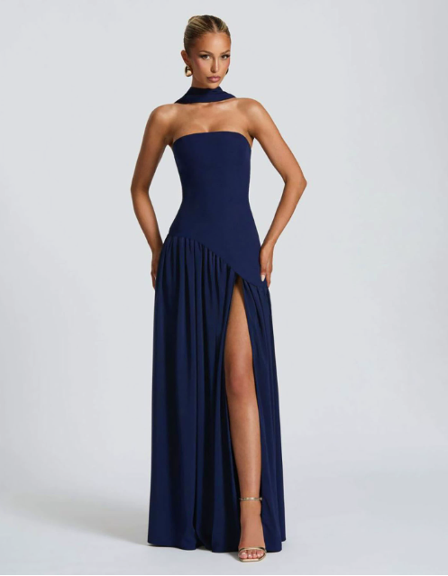 Dli obleka z odkritimi rameni in visokim razporkom | Elegantna večerna obleka ✨
