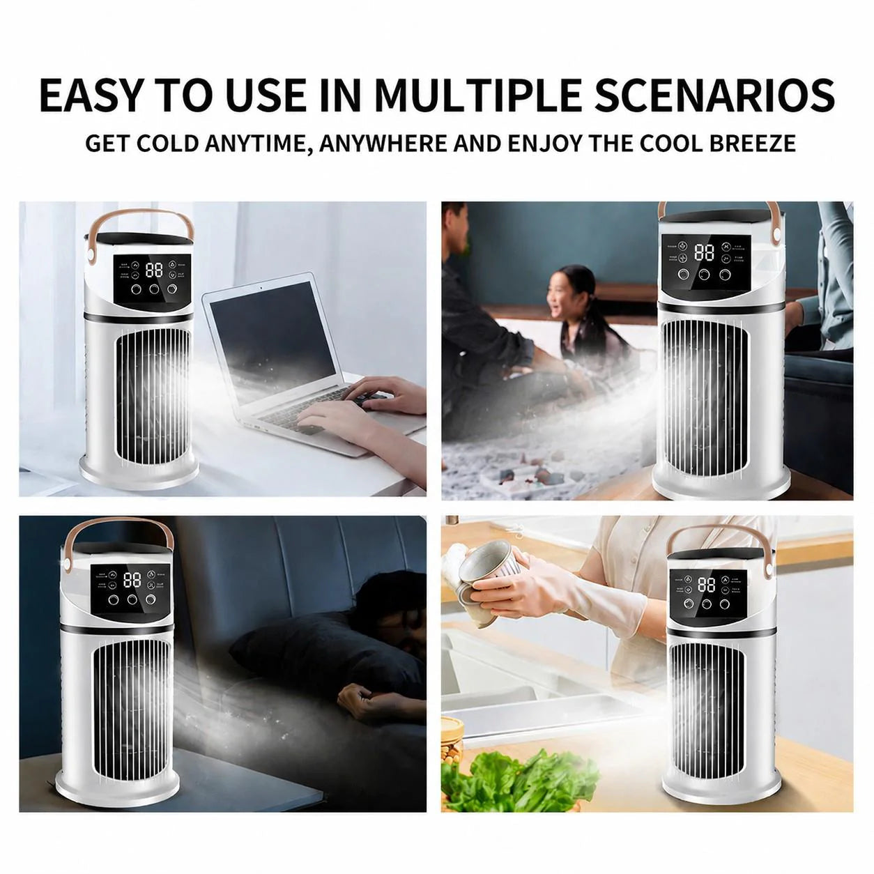 💨USB ventilator za tekočinsko hlajenje❄️ z RGB svetlobnimi učinki | 9 hitrosti ventilatorja, vlažilec zraka, nočna lučka🧊