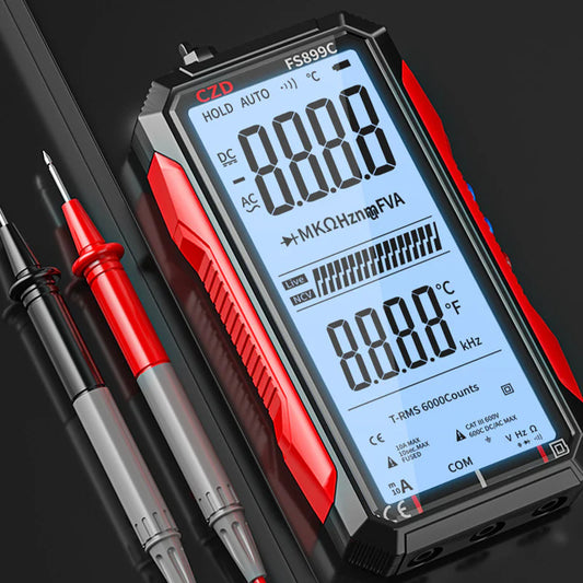 Polnilni digitalni multimeter USB – True RMS, samodejno nastavljanje območja in osvetljen LCD zaslon, CAT III 1000V