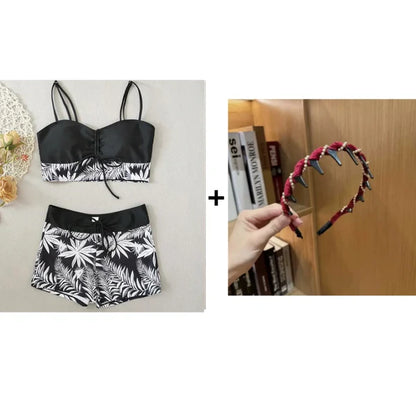 🌊 Hitro sušeč dvodelni pulover 👙 Dekliške kopalke z visokim pasom - slog boksaric!