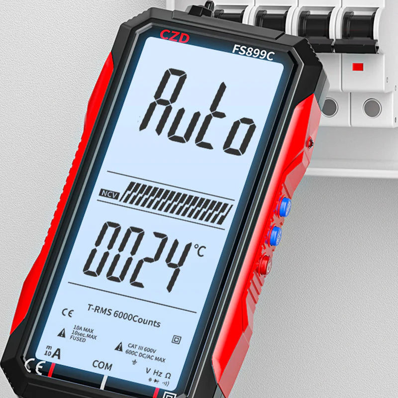 Polnilni digitalni multimeter USB – True RMS, samodejno nastavljanje območja in osvetljen LCD zaslon, CAT III 1000V