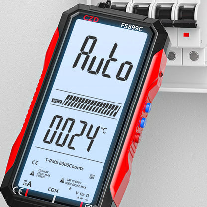 Polnilni digitalni multimeter USB – True RMS, samodejno nastavljanje območja in osvetljen LCD zaslon, CAT III 1000V