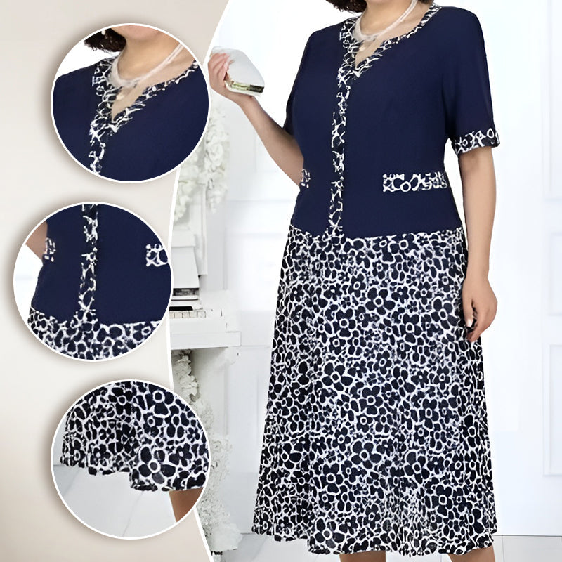 💥50% popust📿Brezplačna ogrlica🌸 Elegantna cvetlična obleka A-kroja – za vsako postavo!