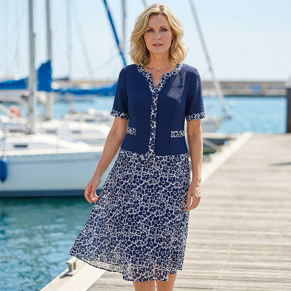 💥50% popust📿Brezplačna ogrlica🌸 Elegantna cvetlična obleka A-kroja – za vsako postavo!