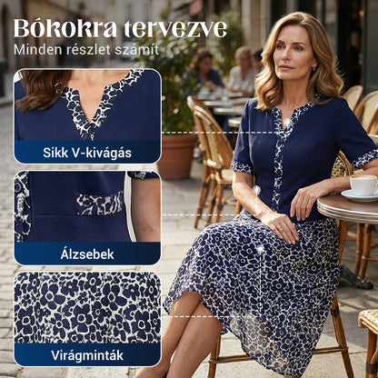 💥50% popust📿Brezplačna ogrlica🌸 Elegantna cvetlična obleka A-kroja – za vsako postavo!