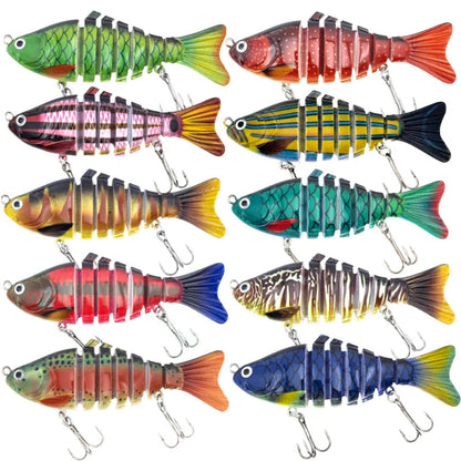 🔥🎣 Profesionalna segmentirana ribiška vaba – ročno naravnano gibanje, 3x močnejši trnki, 5 ali 10 kosov