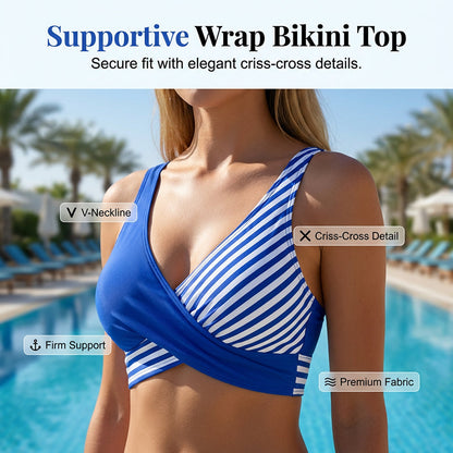 Dvodelni bikini komplet z barvnimi bloki in črtami
