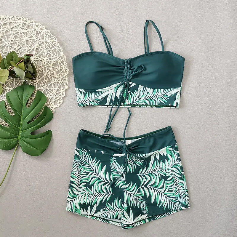 🌊 Hitro sušeč dvodelni pulover 👙 Dekliške kopalke z visokim pasom - slog boksaric!