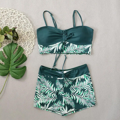 🌊 Hitro sušeč dvodelni pulover 👙 Dekliške kopalke z visokim pasom - slog boksaric!