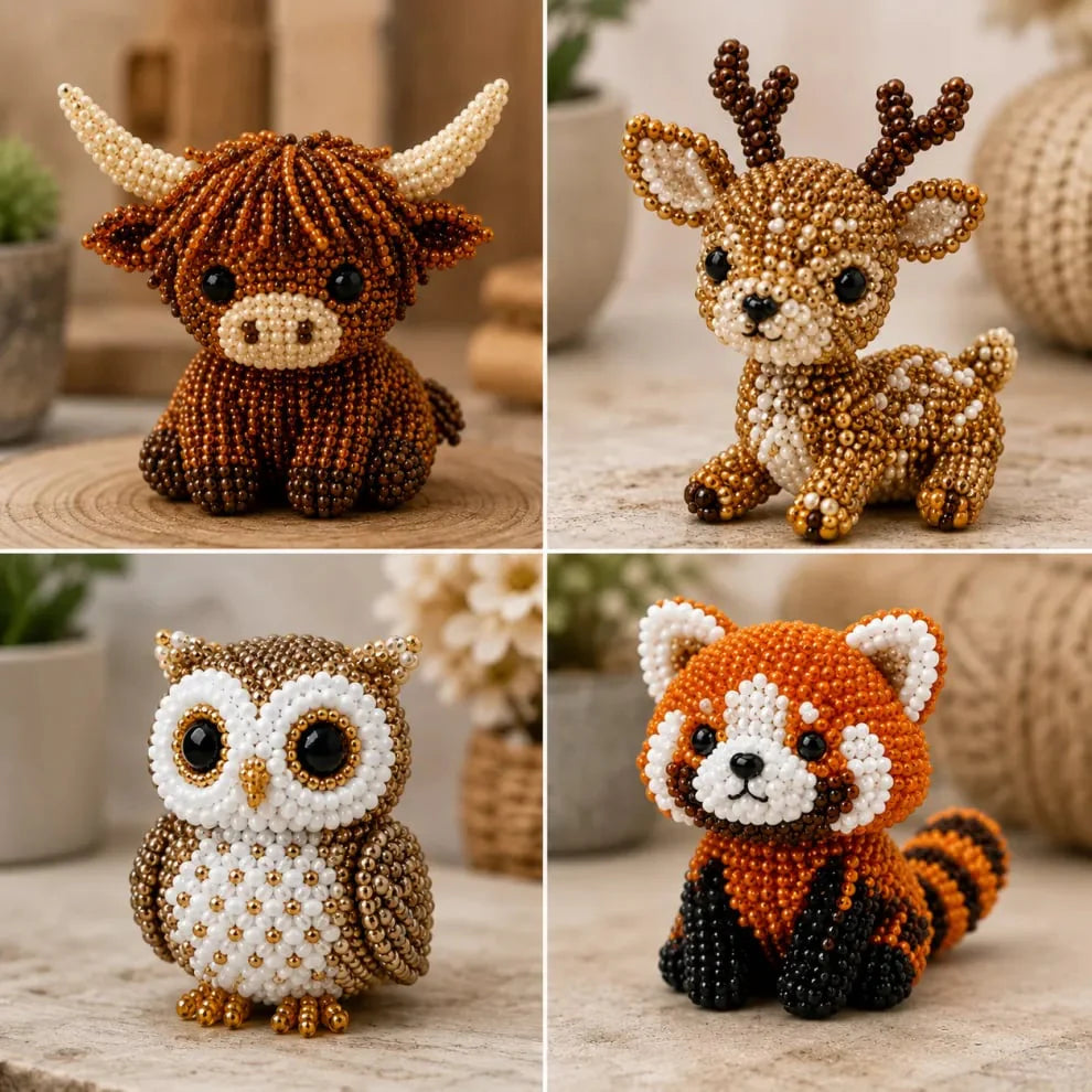 3D ročno delo z biseri – komplet živalskih figuric za ustvarjalne duhove