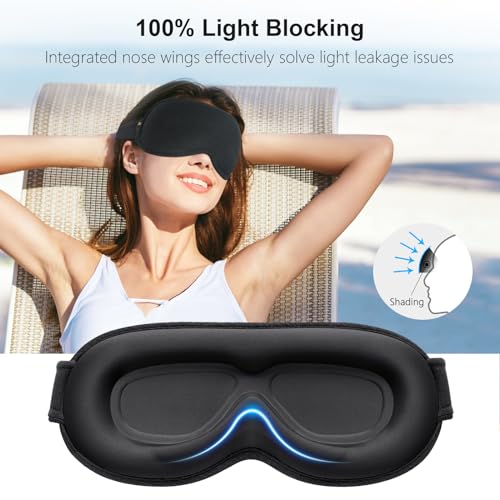 3D ergonomska maska za spanje z 100% zatemnijo – brez pritiska na oči in ušesa
