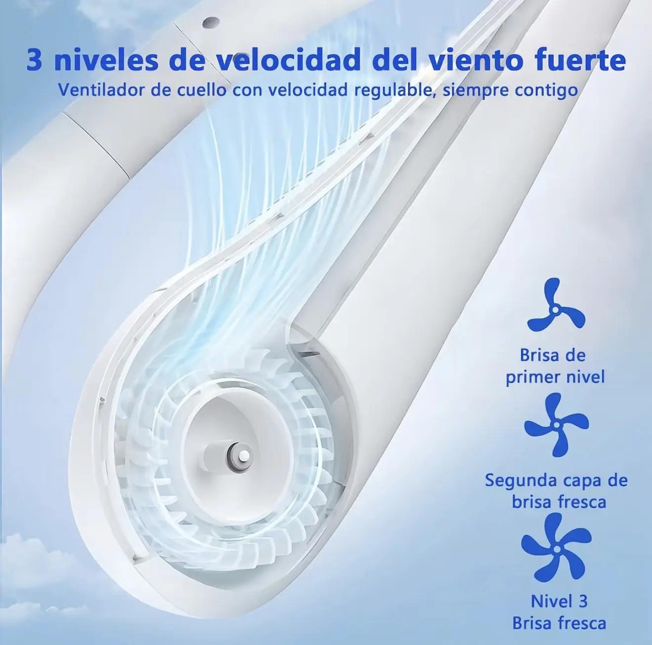 Prenosni mini ventilator za vrat – USB, brezžičen, 3 hitrosti