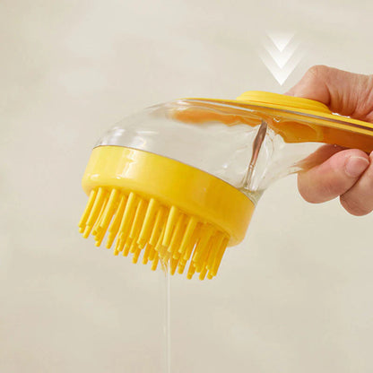 Krtača za kopanje hišnih ljubljenčkov z dozatorjem za šampon – Dolg ročaj, mehka in učinkovita 🐾🛁