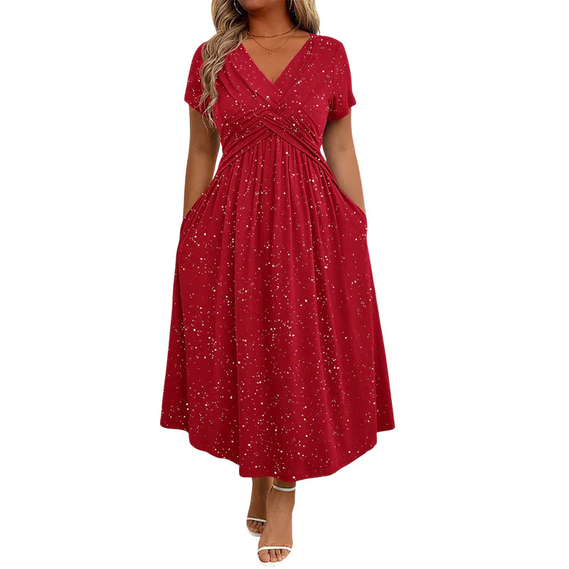 👗 Elegantna obleka za ženske z V-izrezom in zasukanim detajlom spredaj ✨