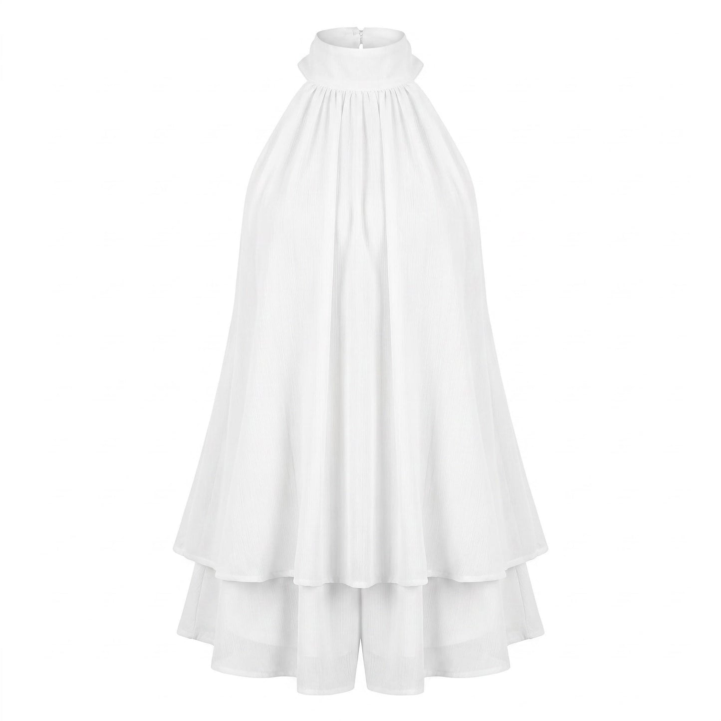 Komplet s halter ovratnikom in naborkanim mini krilom