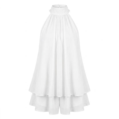 Komplet s halter ovratnikom in naborkanim mini krilom