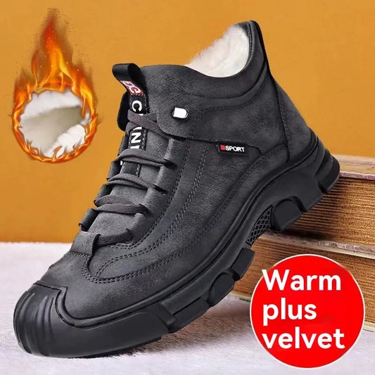 🔥🔥 Vroča razprodaja🔥🔥Moški topli debeli flis škornji, jesen/zima 2025, usnjeni škornji za prosti čas