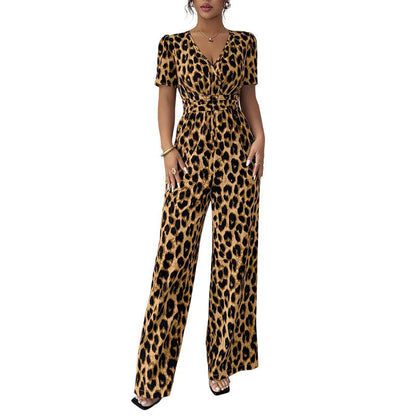 👗 Kombinezon z V-izrezom in širokimi hlačami – 3 barve, S–XL