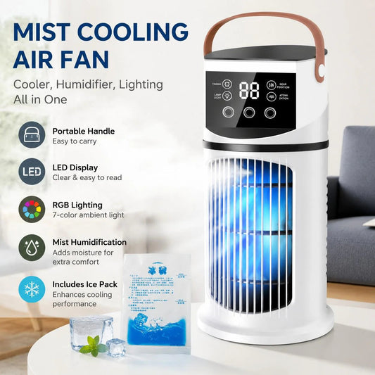 💨USB ventilator za tekočinsko hlajenje❄️ z RGB svetlobnimi učinki | 9 hitrosti ventilatorja, vlažilec zraka, nočna lučka🧊