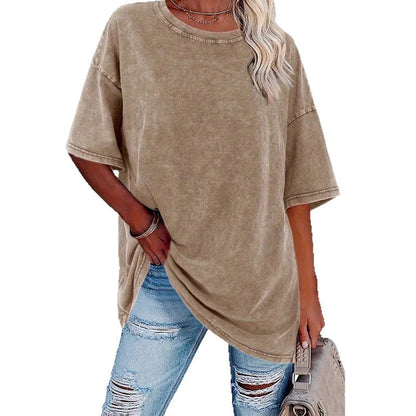 👕 Ženska vintage oversized majica z efektom pranja – udobna in stilska