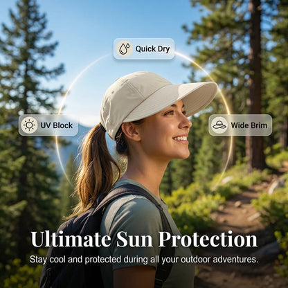 🧢 Ženski sončni klobuk s širokimi krajci – UV zaščita, hitro sušeč material🌞