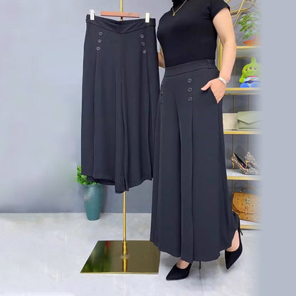 ✨Elegantne nagubane hlače s širokimi hlačnicami