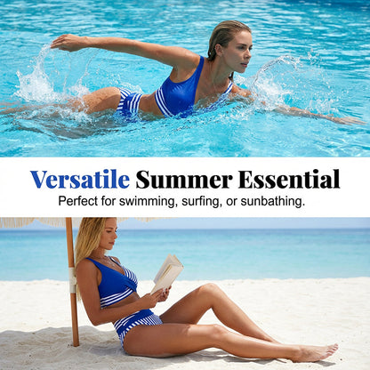 Dvodelni bikini komplet z barvnimi bloki in črtami