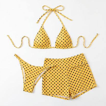 🌊3-delni pikčasti bikini komplet – s stranskimi vezicami, prilagodljiv za vse postave