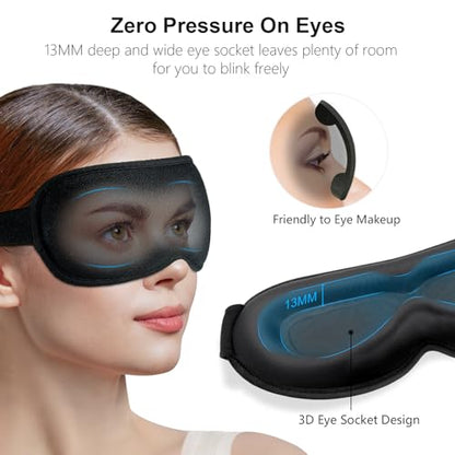 3D ergonomska maska za spanje z 100% zatemnijo – brez pritiska na oči in ušesa