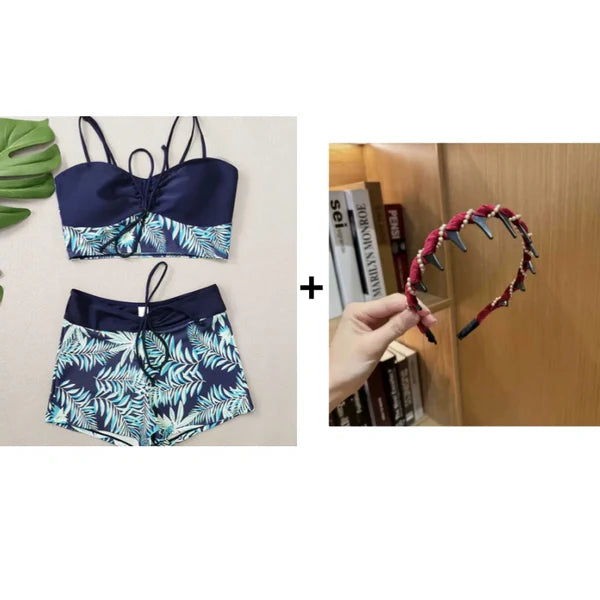 🌊 Hitro sušeč dvodelni pulover 👙 Dekliške kopalke z visokim pasom - slog boksaric!