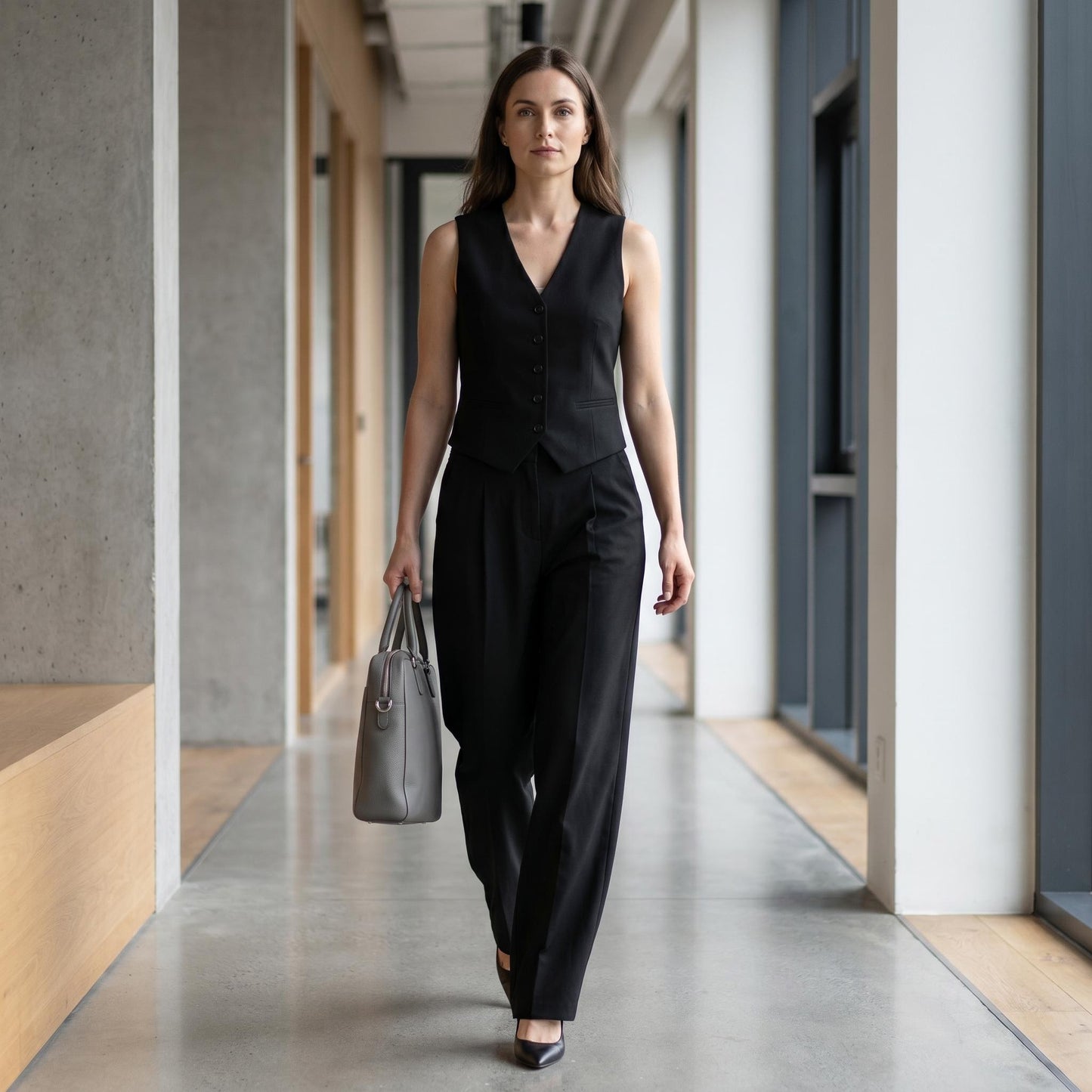 Ženski črni blazer brez rokavov v slogu Chanel: lahek, eleganten poletni komplet