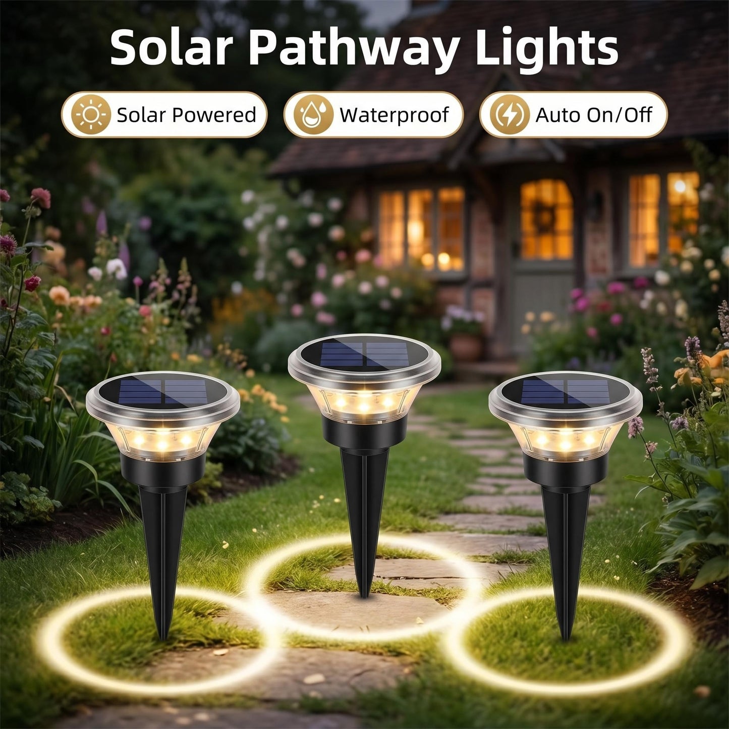 🚨Sončne solarne vrtne svetilke za pot | LED solarne luči za vrt💡