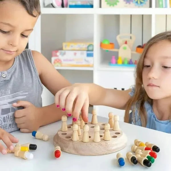 【👶Izboljšajte otrokovo logično mišljenje in okrepite družinske odnose】Lesene spominske in barvne igre za otroke in odrasle