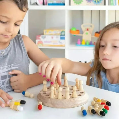 【👶Izboljšajte otrokovo logično mišljenje in okrepite družinske odnose】Lesene spominske in barvne igre za otroke in odrasle