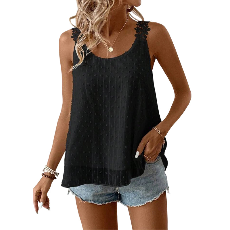 Elegantni šifonski top z čipkastimi naramnicami 🌸 – za vsako postavo | S–2XL
