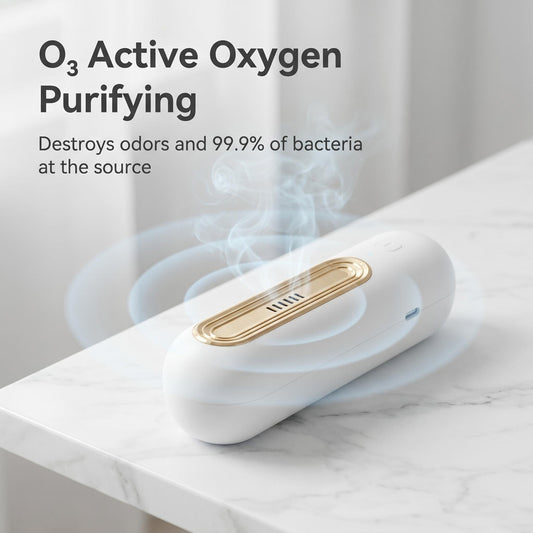 🔋🌬️Prenosni polnilni USB ozonski dezodorant + majhen filter z aktivnim kisikom → Za hladilnike in omare