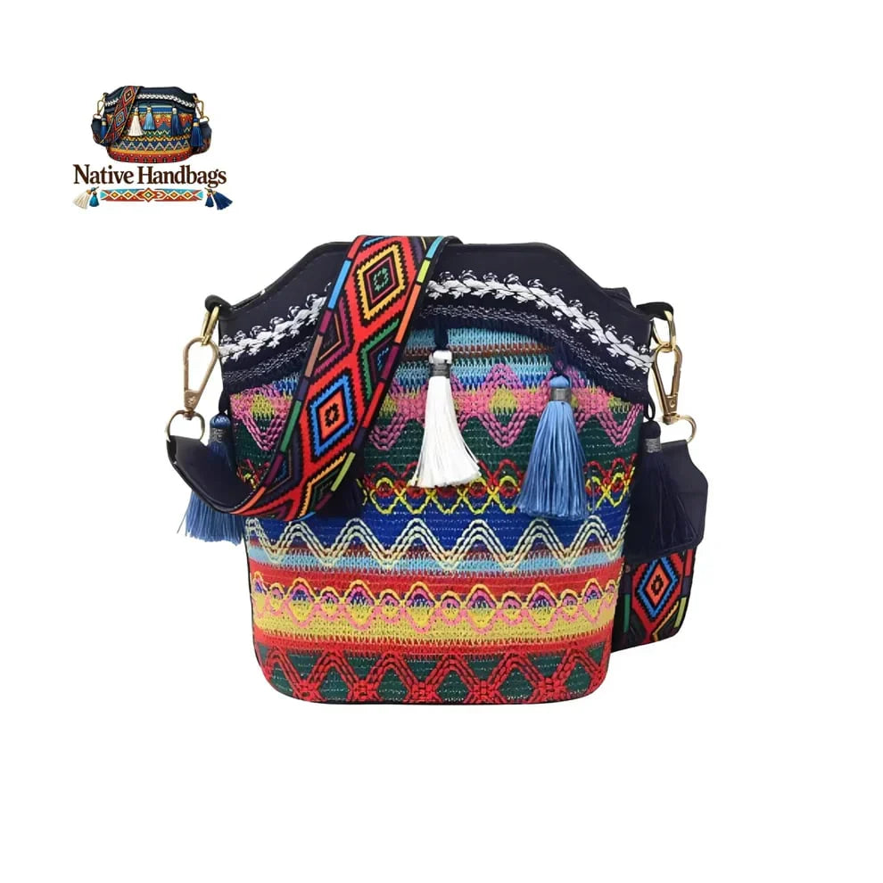 🧵 Ročno tkana torbica v slogu ameriških staroselcev – 4 barve