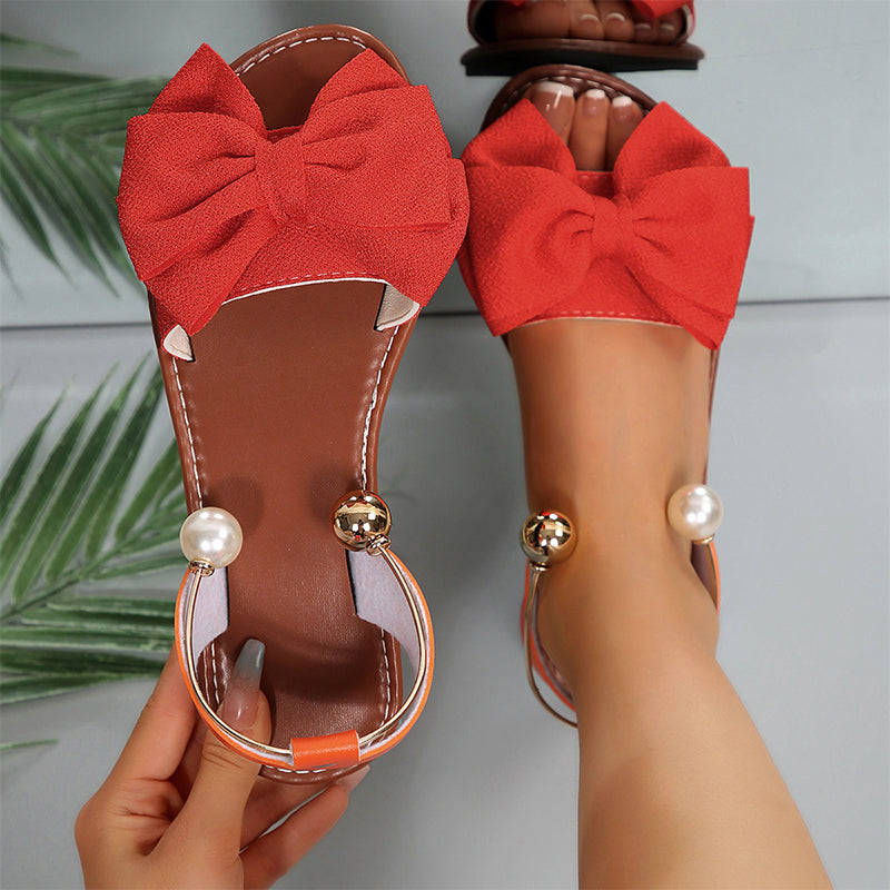🌺 50 % popusta 💐 Elegantni sandali z biserno pentljo in paščkom za gleženj