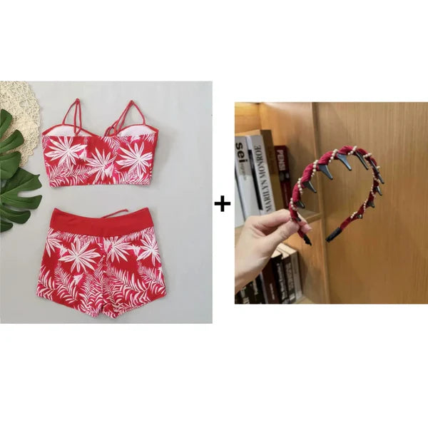 🌊 Hitro sušeč dvodelni pulover 👙 Dekliške kopalke z visokim pasom - slog boksaric!