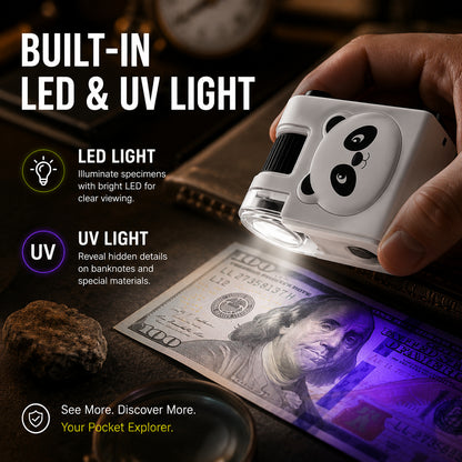 Prenosni izobraževalni mikroskop za otroke – 80-kratna povečava z LED in UV osvetlitvijo