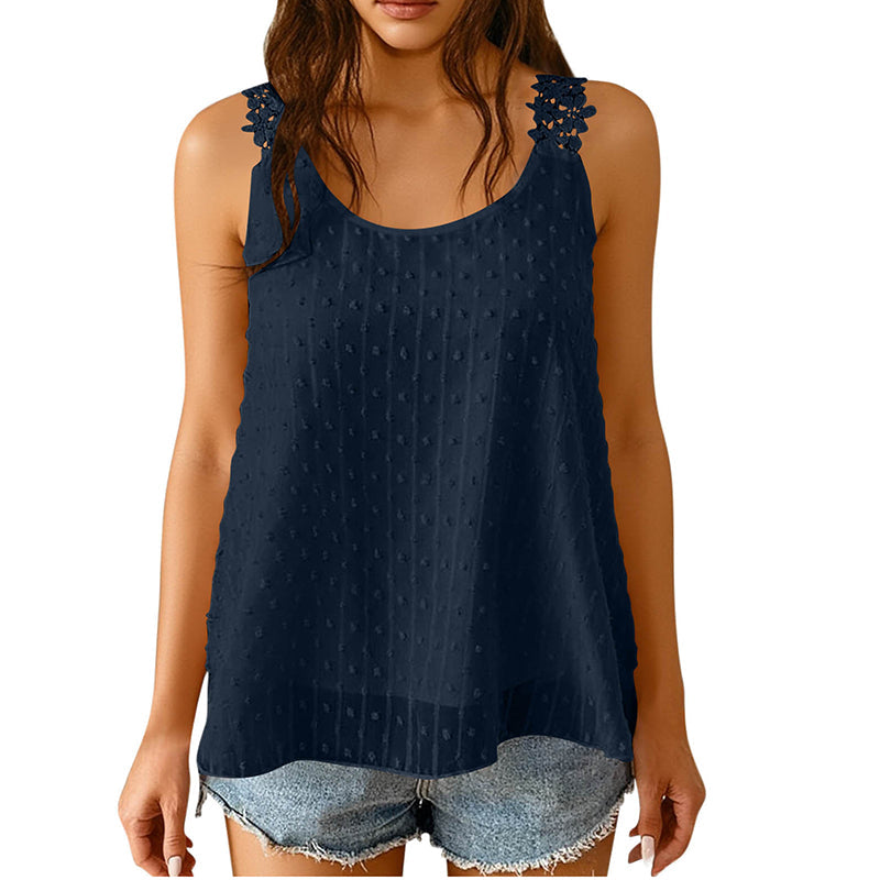 Elegantni šifonski top z čipkastimi naramnicami 🌸 – za vsako postavo | S–2XL