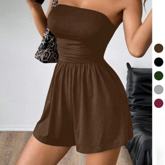 Elegantni obtiahnuty overal brez naramnic – ženski bodycon kombinezon