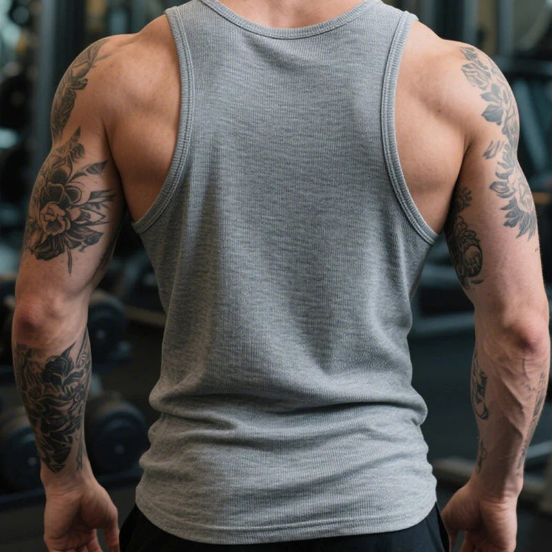 Moški bombažni fitnes top brez rokavov