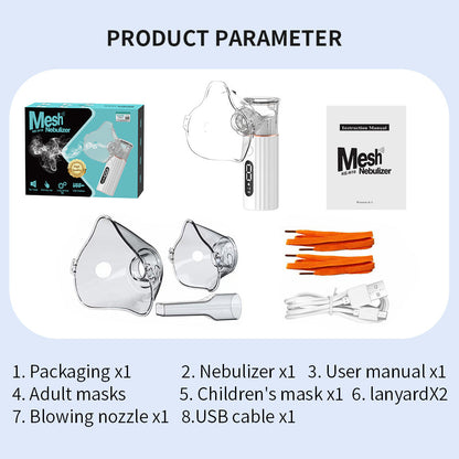 Polnilni ročni atomizer za dom, medicinski razred, ultrazvočni atomizer z veliko količino megle, pametni inhalacijski atomizer