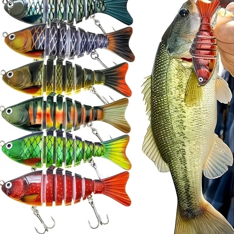 🔥🎣 Profesionalna segmentirana ribiška vaba – ročno naravnano gibanje, 3x močnejši trnki, 5 ali 10 kosov