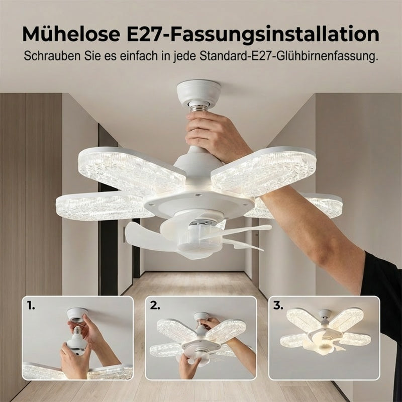 LED svetilka z ventilatorjem in 5 krili – kristalni učinek