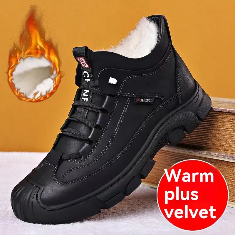 🔥🔥 Vroča razprodaja🔥🔥Moški topli debeli flis škornji, jesen/zima 2025, usnjeni škornji za prosti čas