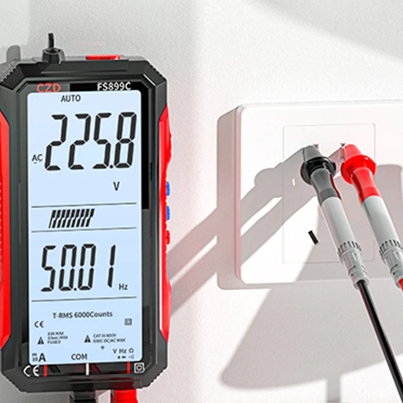 Polnilni digitalni multimeter USB – True RMS, samodejno nastavljanje območja in osvetljen LCD zaslon, CAT III 1000V